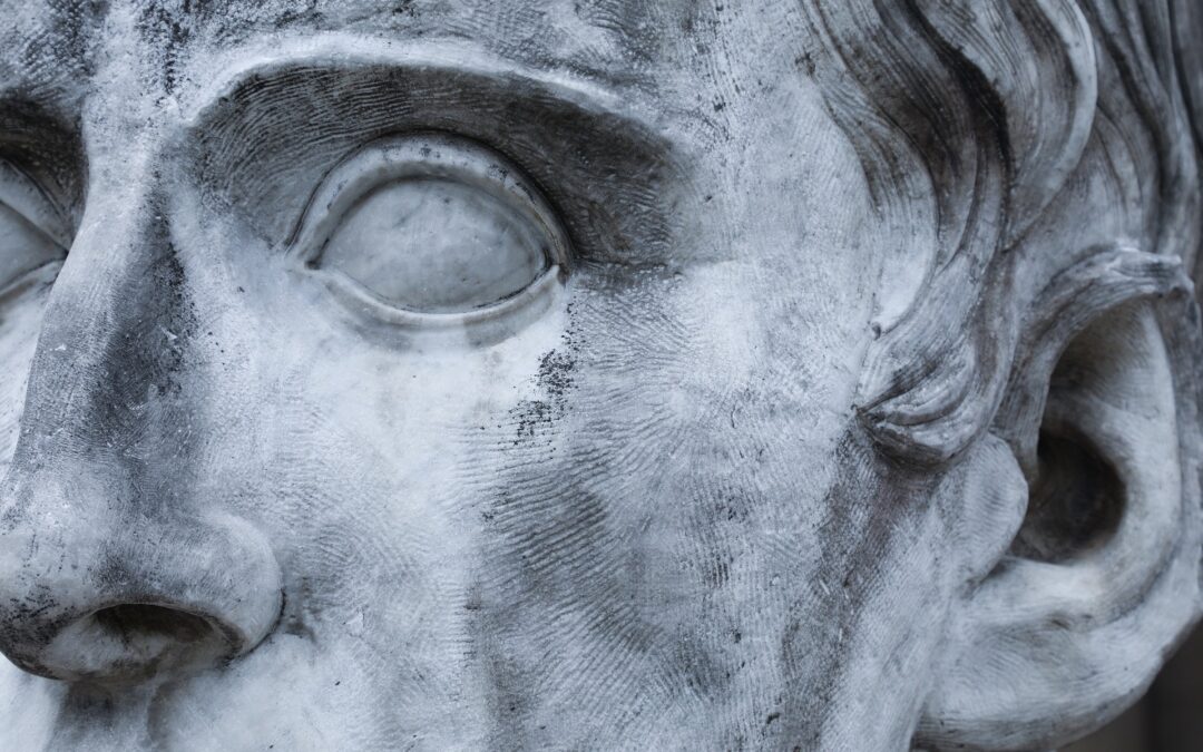 Close-up of a statue of a man